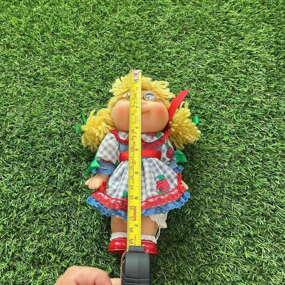 Vintage Cabbage Patch Kids Doll Blonde Glasses Dress Red Shoes 9” Coleco Style